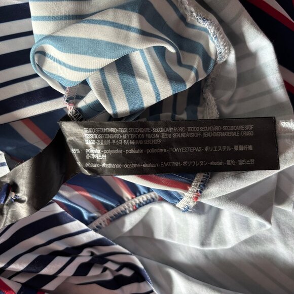 SzS Zara Wrap Bodysuit with Knotted Front & Red/Blue Stripes - EUC - Picture 9 of 12